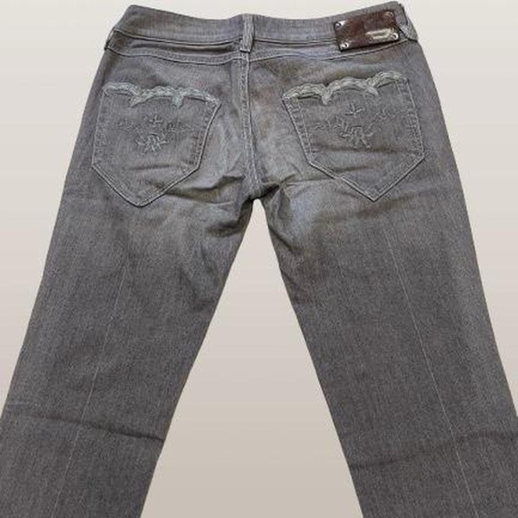 Diesel Deadstock grey floral embroidered straight lowrise jeans